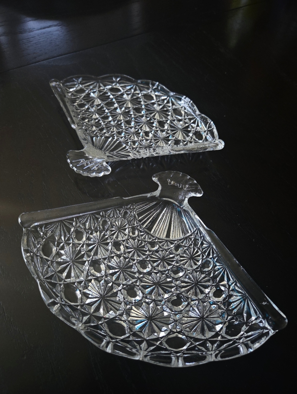 Set Of 2 Vintage Avon Fan Glass Dish